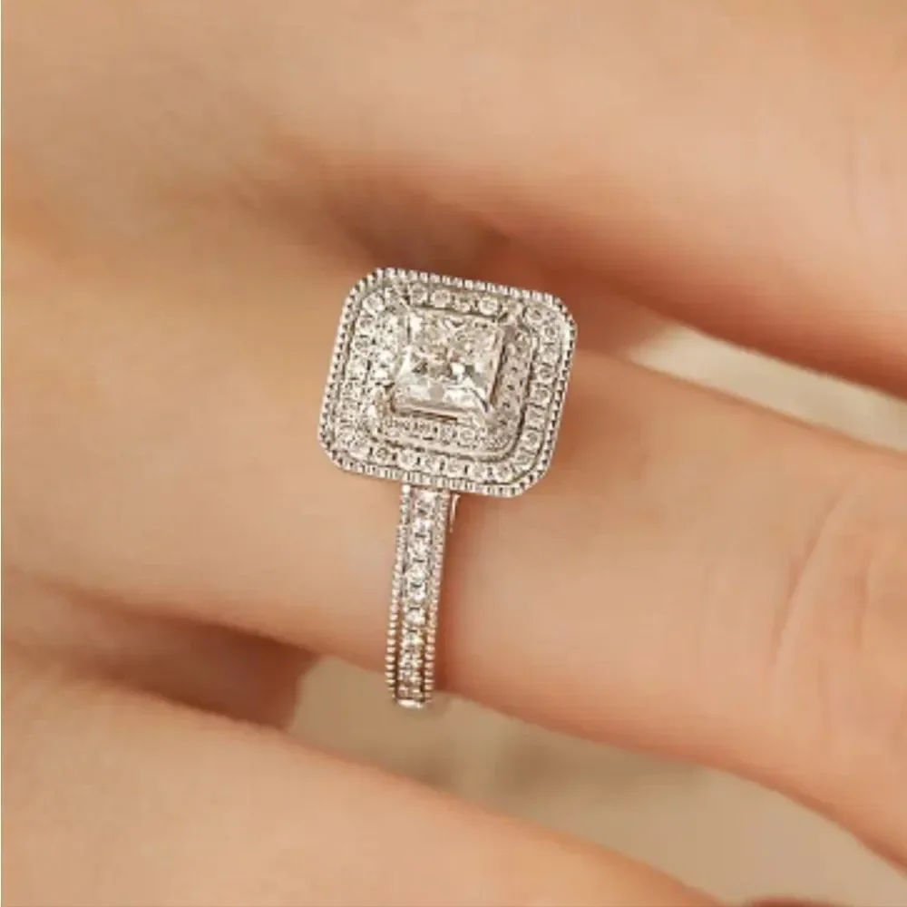 Sterling silver diamond wedding ring sz 6